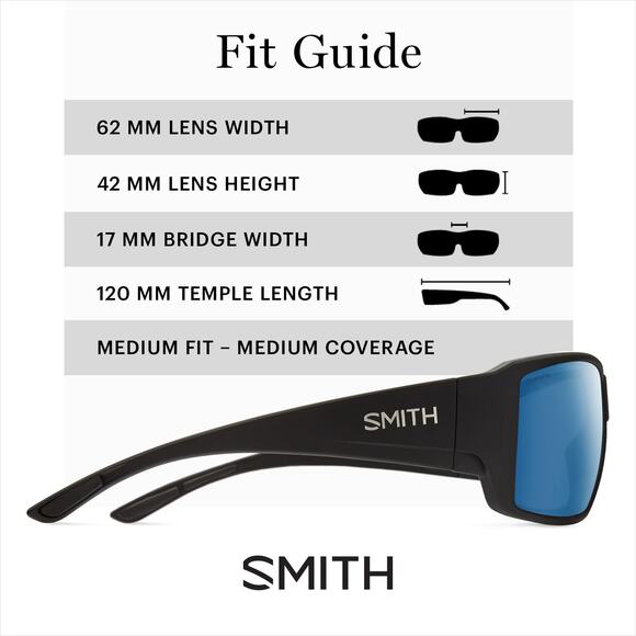 NWT SMITH Guide’s Choice Matte Black/Blue ChromaPop Polarized Sunglasses Unisex - Picture 3 of 7